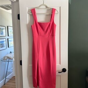 Show me your MumuPink Square-Neck Midi Dress